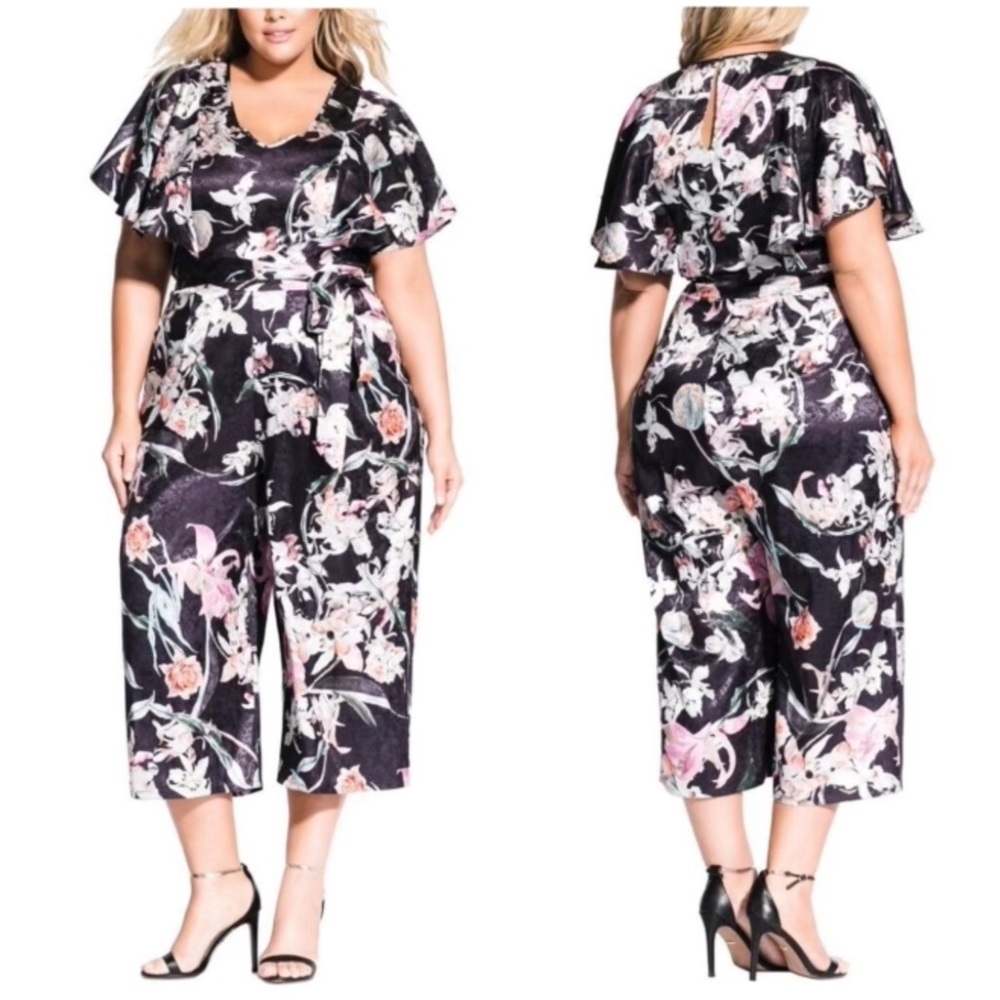 NWT City Chic Midnight Floral Jumpsuit Size L/20